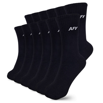 Tennissocken Unisex, 6 Paar Bio Baumwolle Schwarz