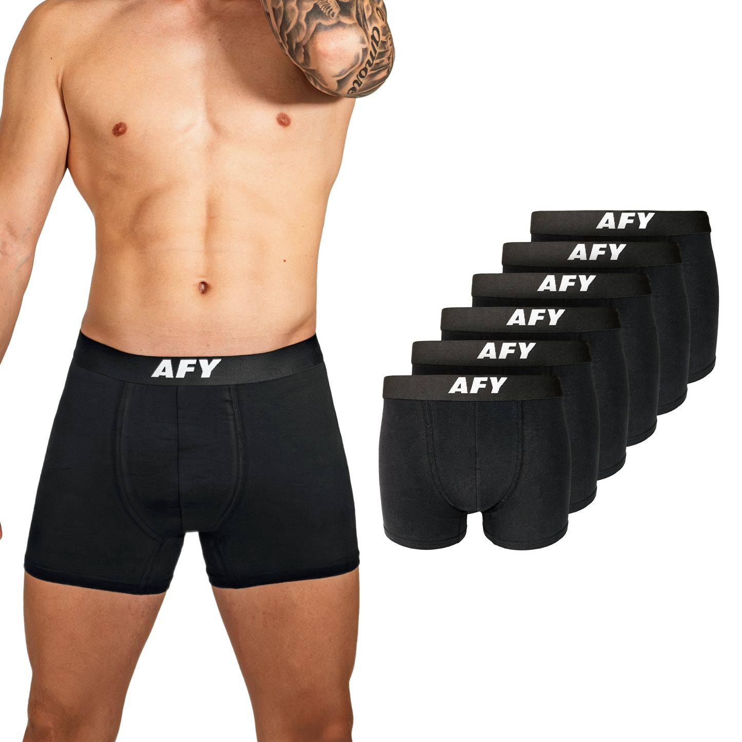 Boxershorts Herren 6er Pack aus Baumwolle Schwarz